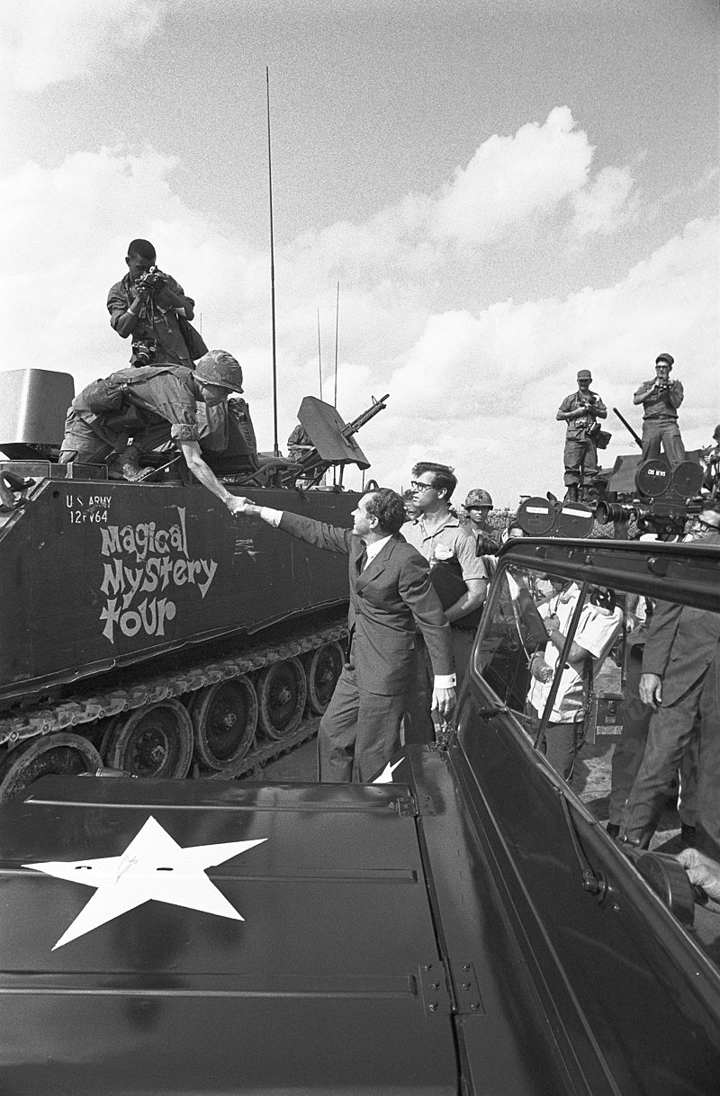 Nixon meeting with American troops in South Vietnam